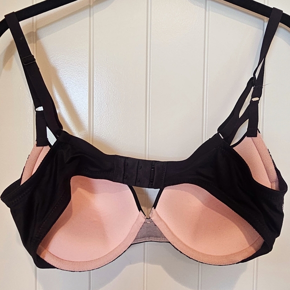 NWOT, New, Pink & Black Lace Push-Up Bra, Lightly-Padded for shape, Sz 36C - Picture 4 of 6